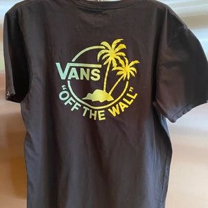 Vans off the wall tee shirt top t-shirt black palms Large L